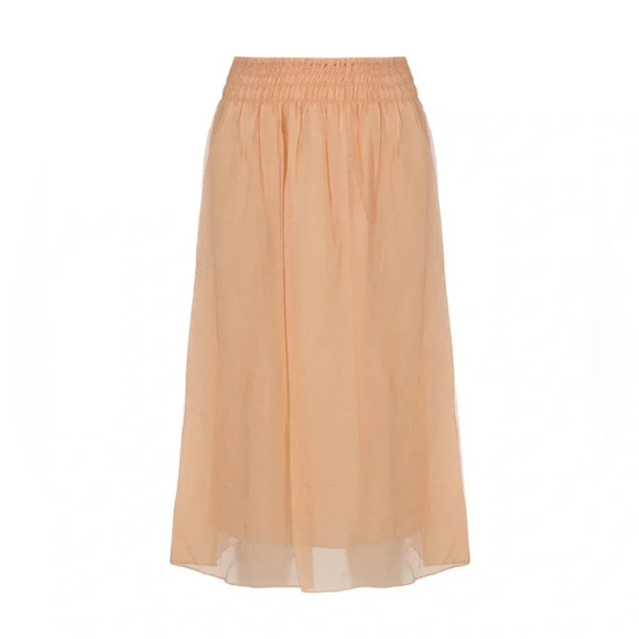 Vince Smocked Waist Gathered Maxi Skirt Peach Size L NWT - Picture 4 of 12